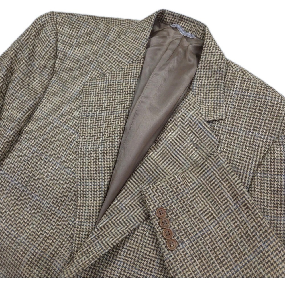 Canali Blazer Mens 40R Houndstooth Silk Linen 2 Button Coat Italy